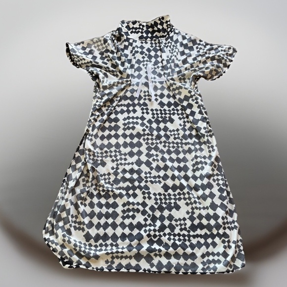 VTG TAPOO HAWES of California Black White 60'S Retro Muumuu Adjustable Waist O/S - Picture 6 of 13